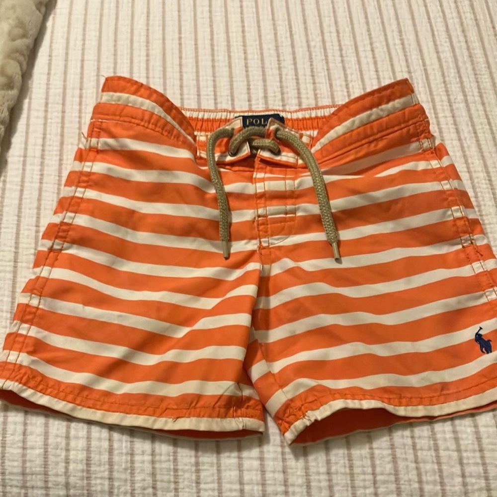 Polo by Ralph Lauren Orange and White Striped Shorts